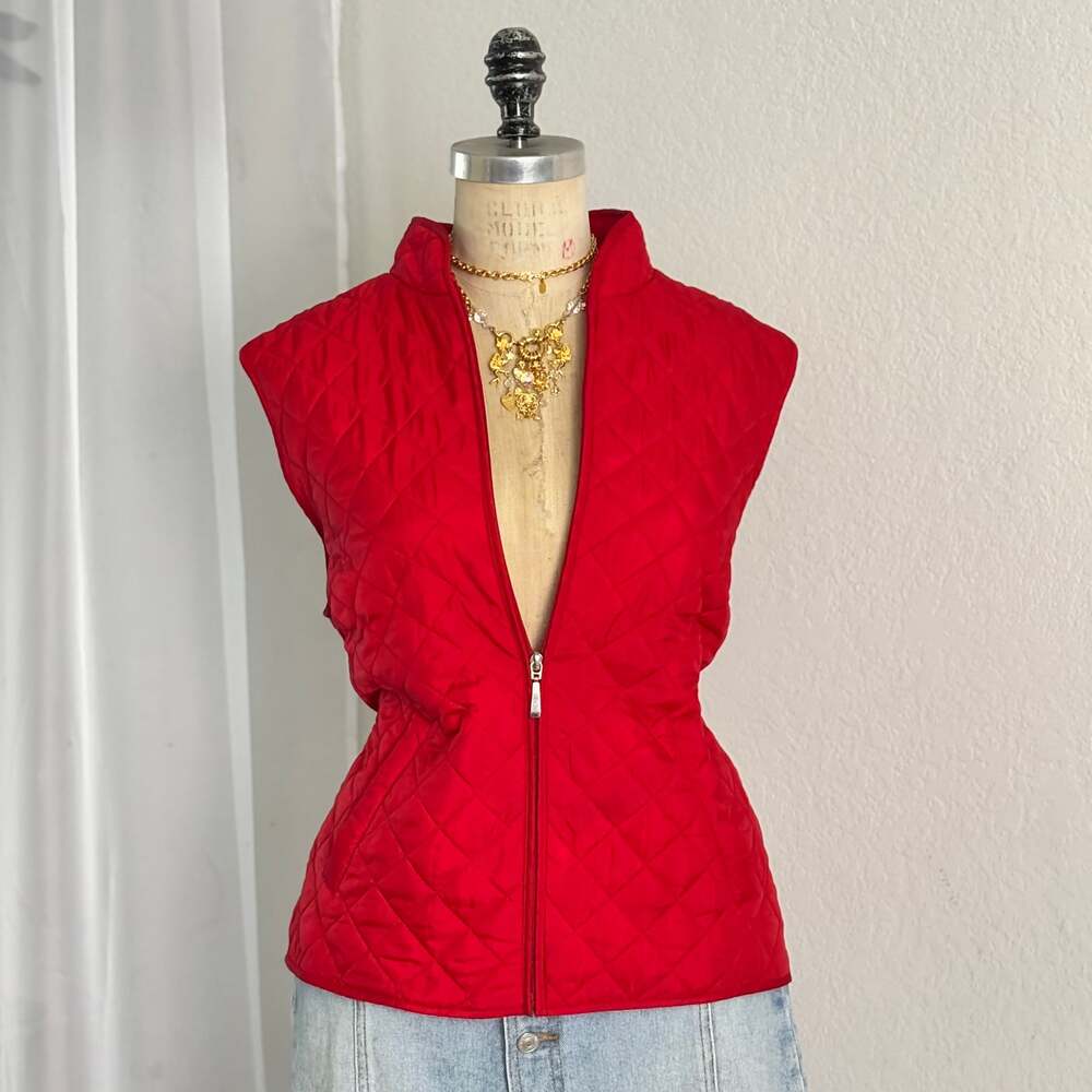Karen Scott Women's Solid Full-Zip Quilted Puffer Vest in Red Amore